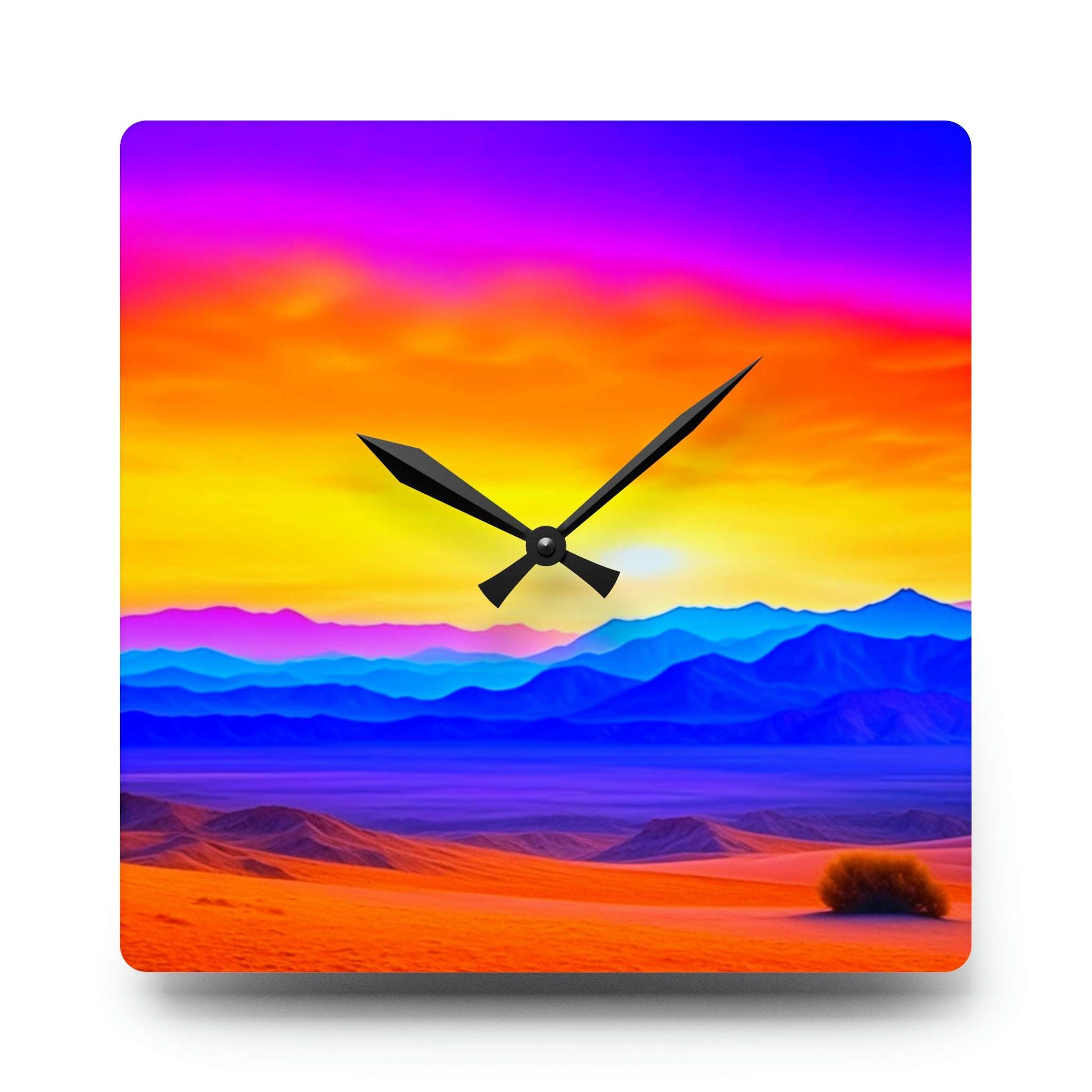 unique wall clock, death valley art, colorful clock