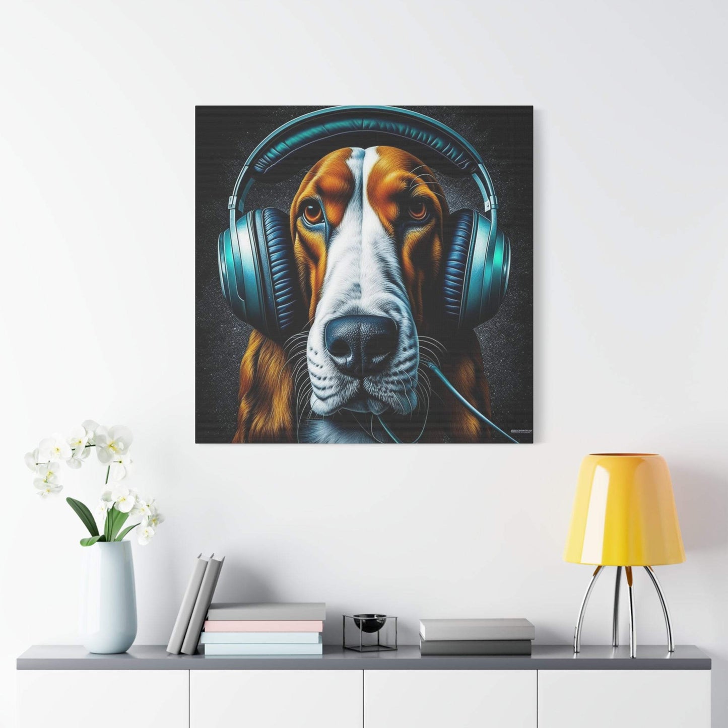 basset hound artwork, basset hound wall art canvas, gaming wall art