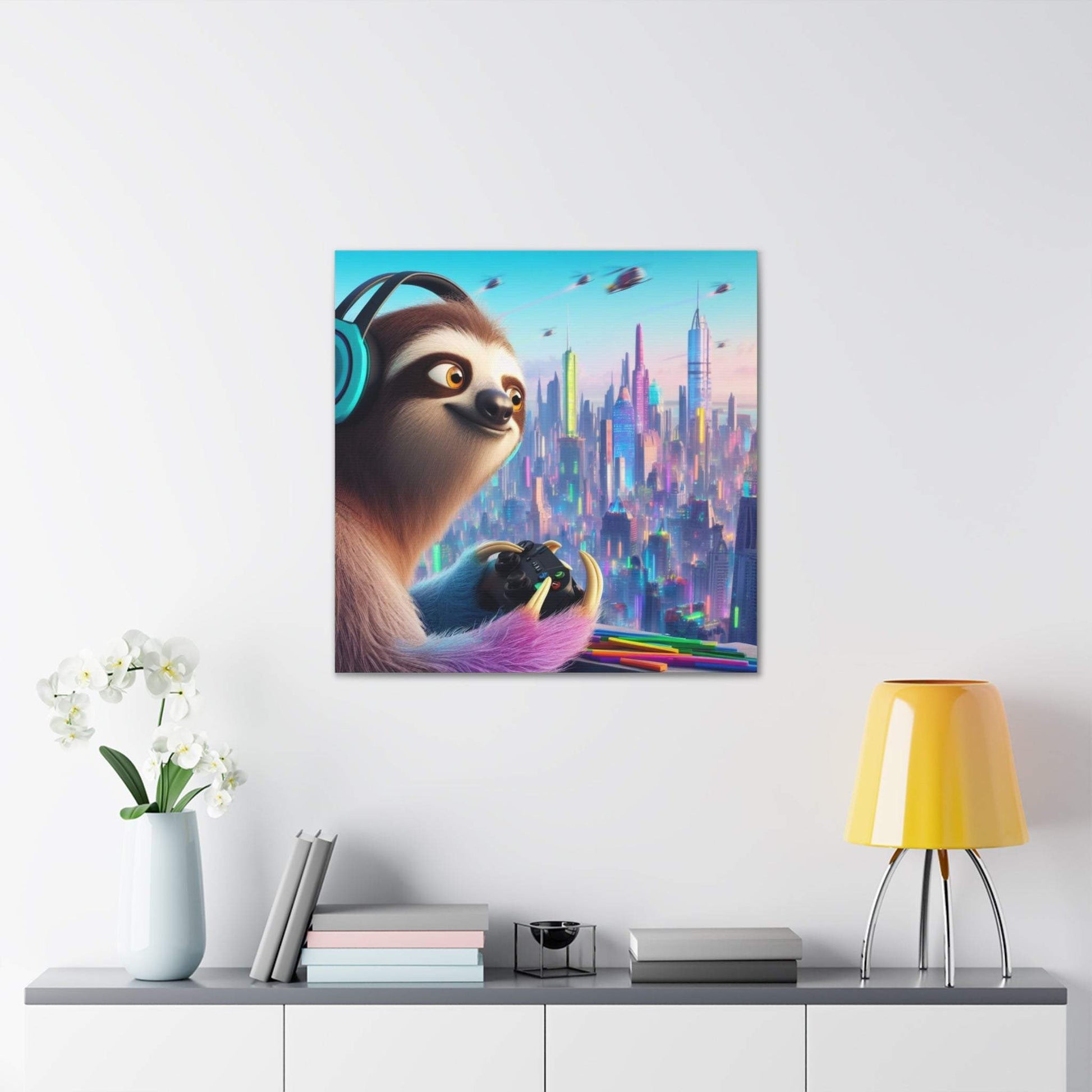 sloth artwork, sloth wall art, gaming wall art