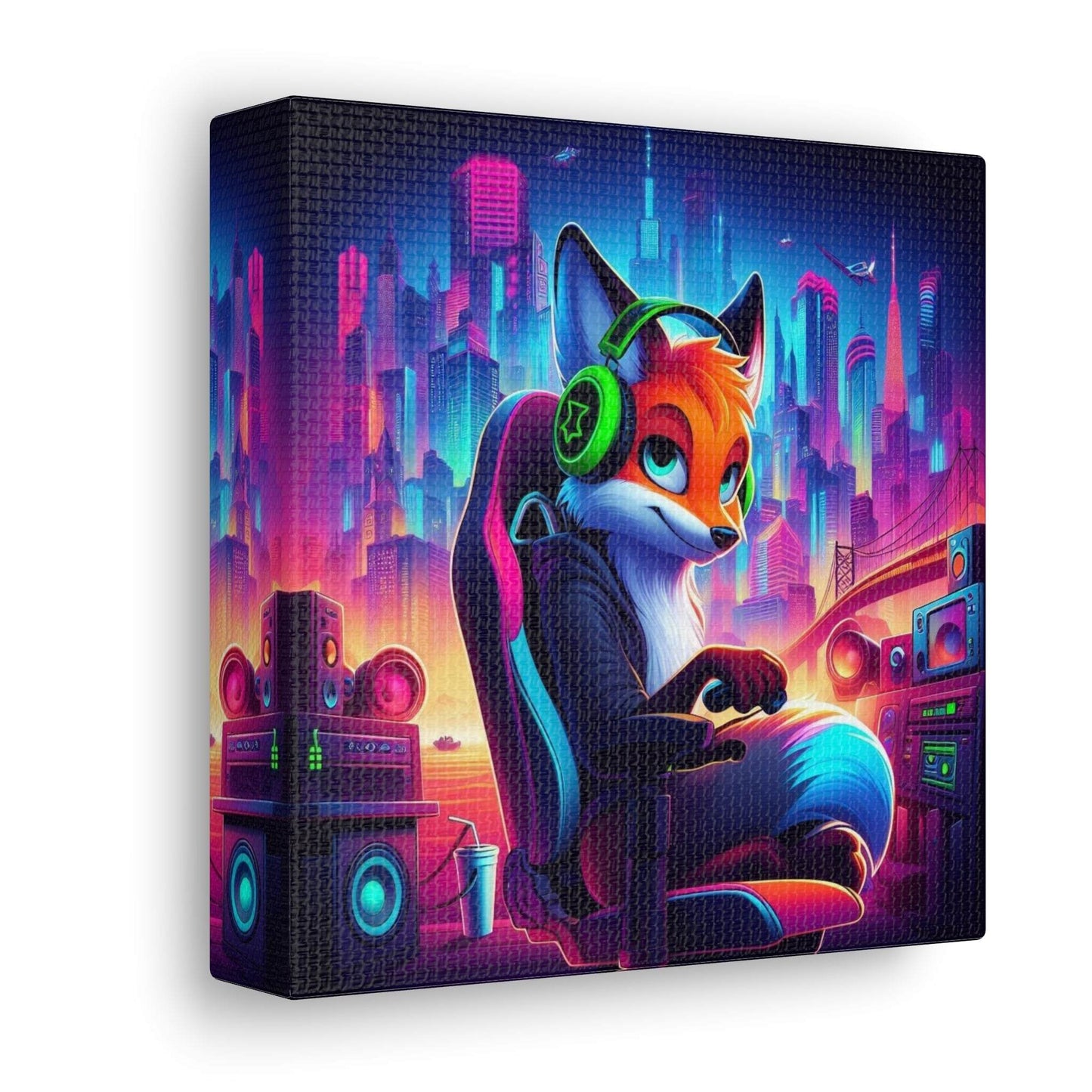 fox artwork, gaming wall art, fox canvas art