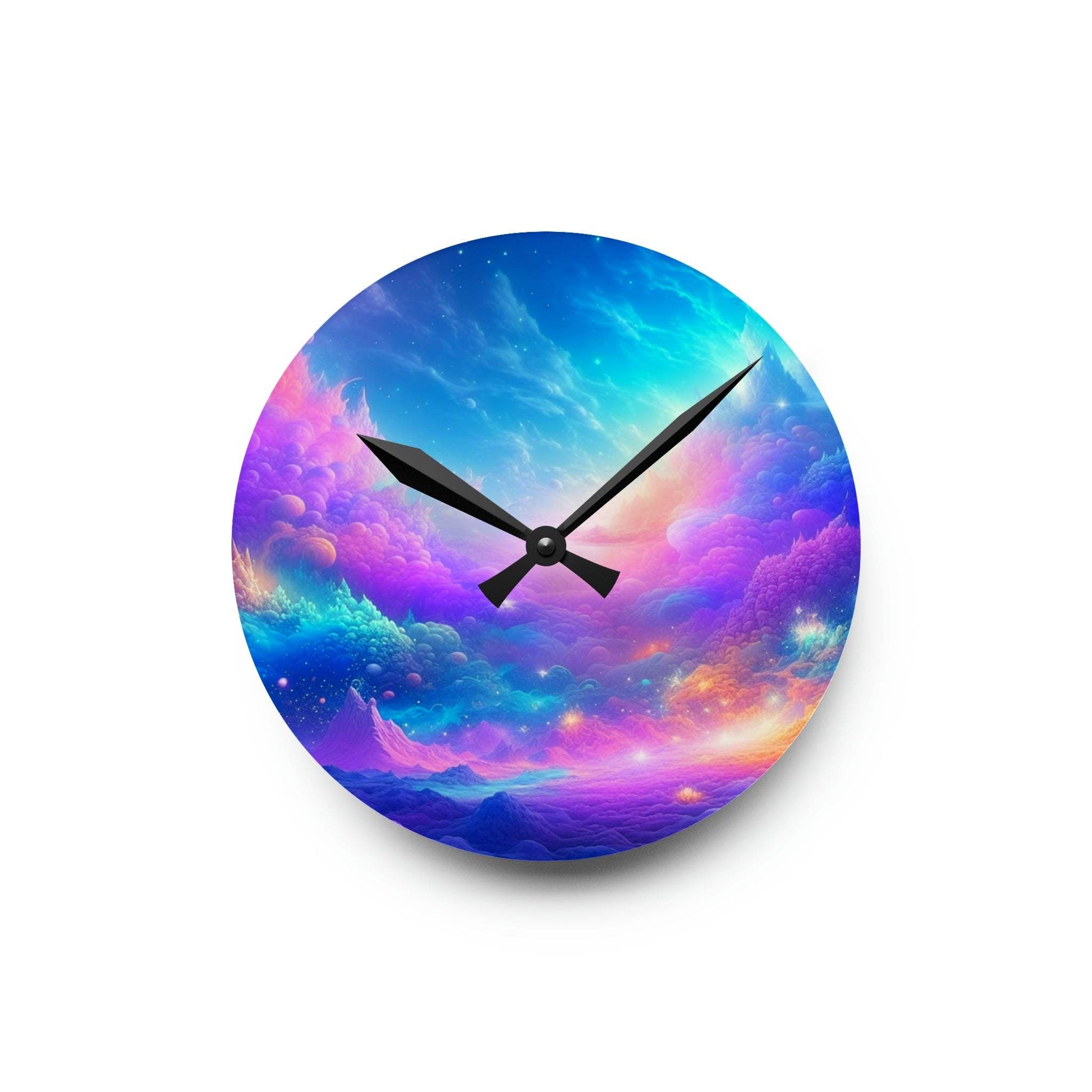 unique wall clock, colorful clock, galaxy clock
