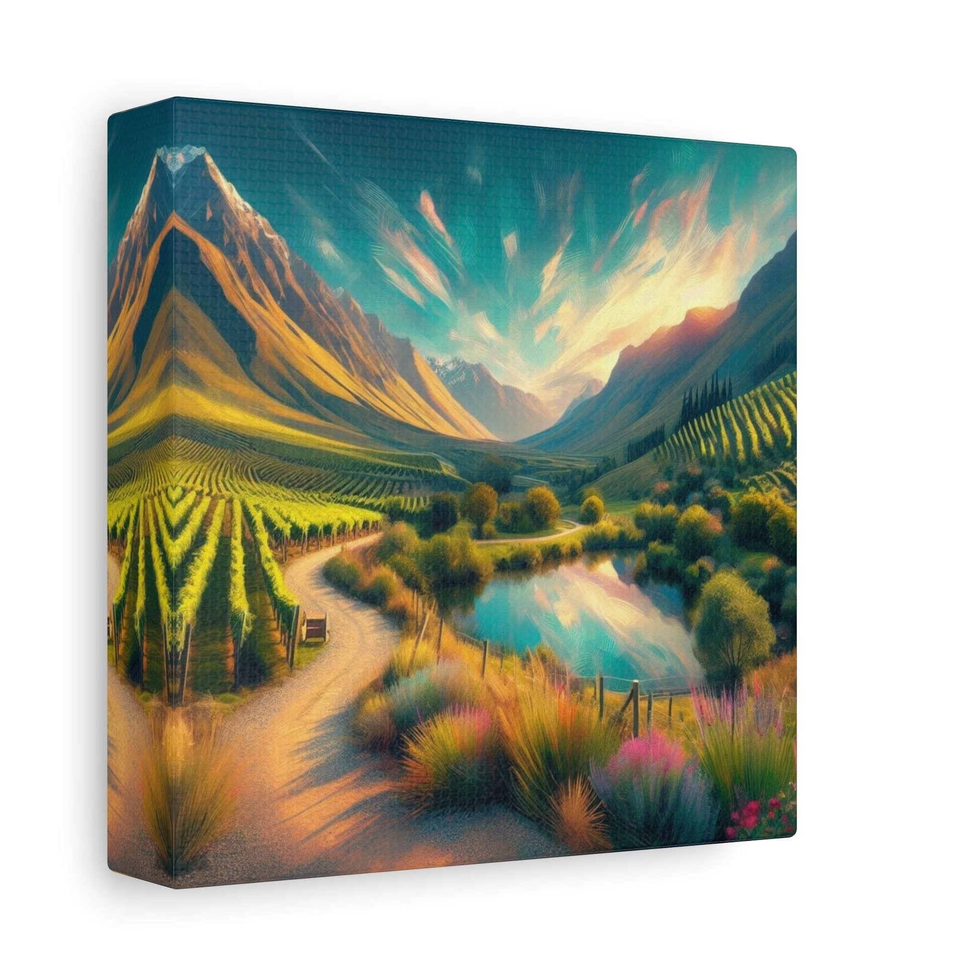 landscape canvas print, south africa art, vineyard painting