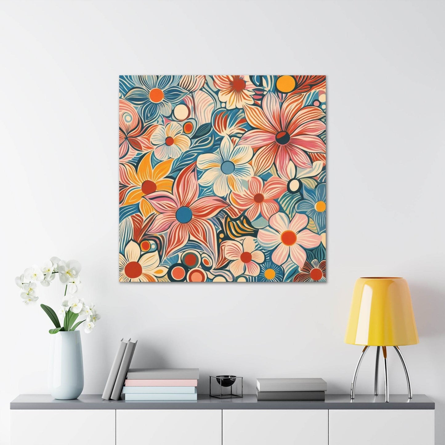 floral canvas wall art, abstract floral canvas