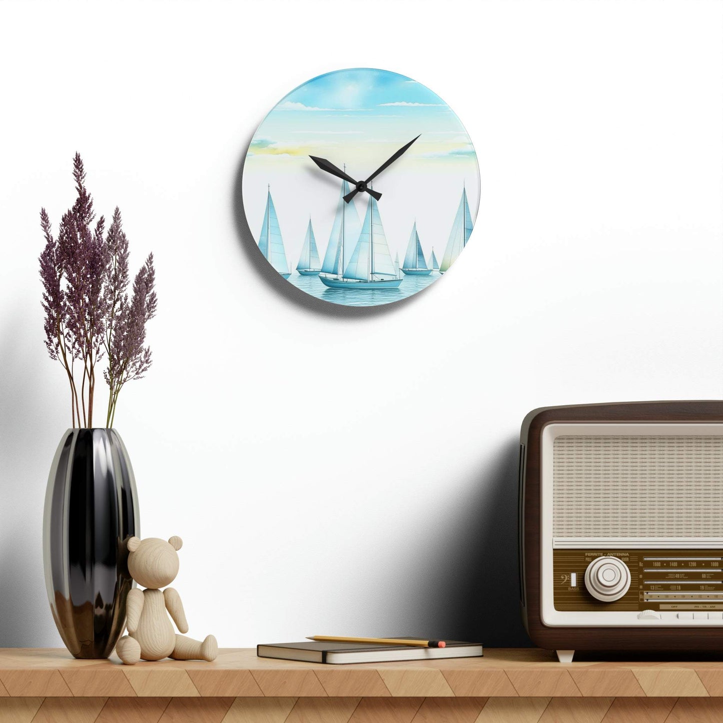 unique wall clock, art deco clock, ocean clock