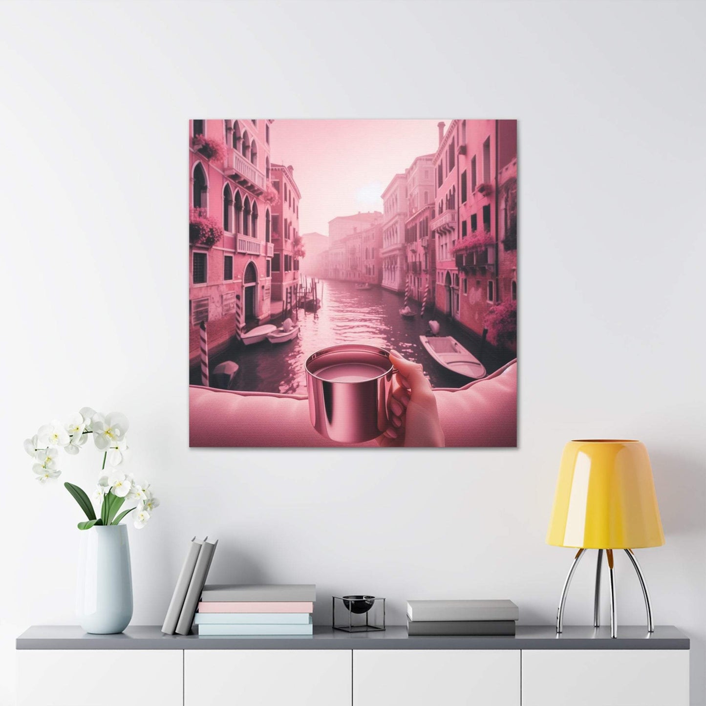 blush pink wall art, venice artwork, venice wall art canvas