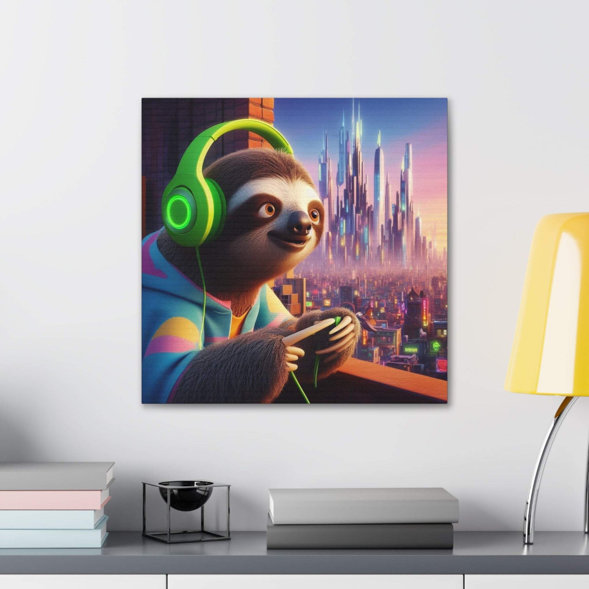 sloth artwork, sloth wall art, gaming wall art