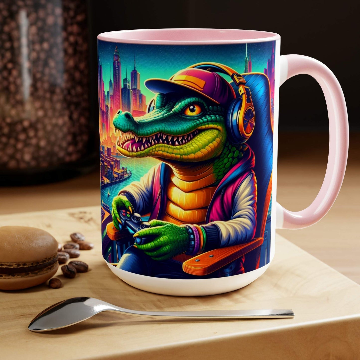 gaming mug, crocodile mug