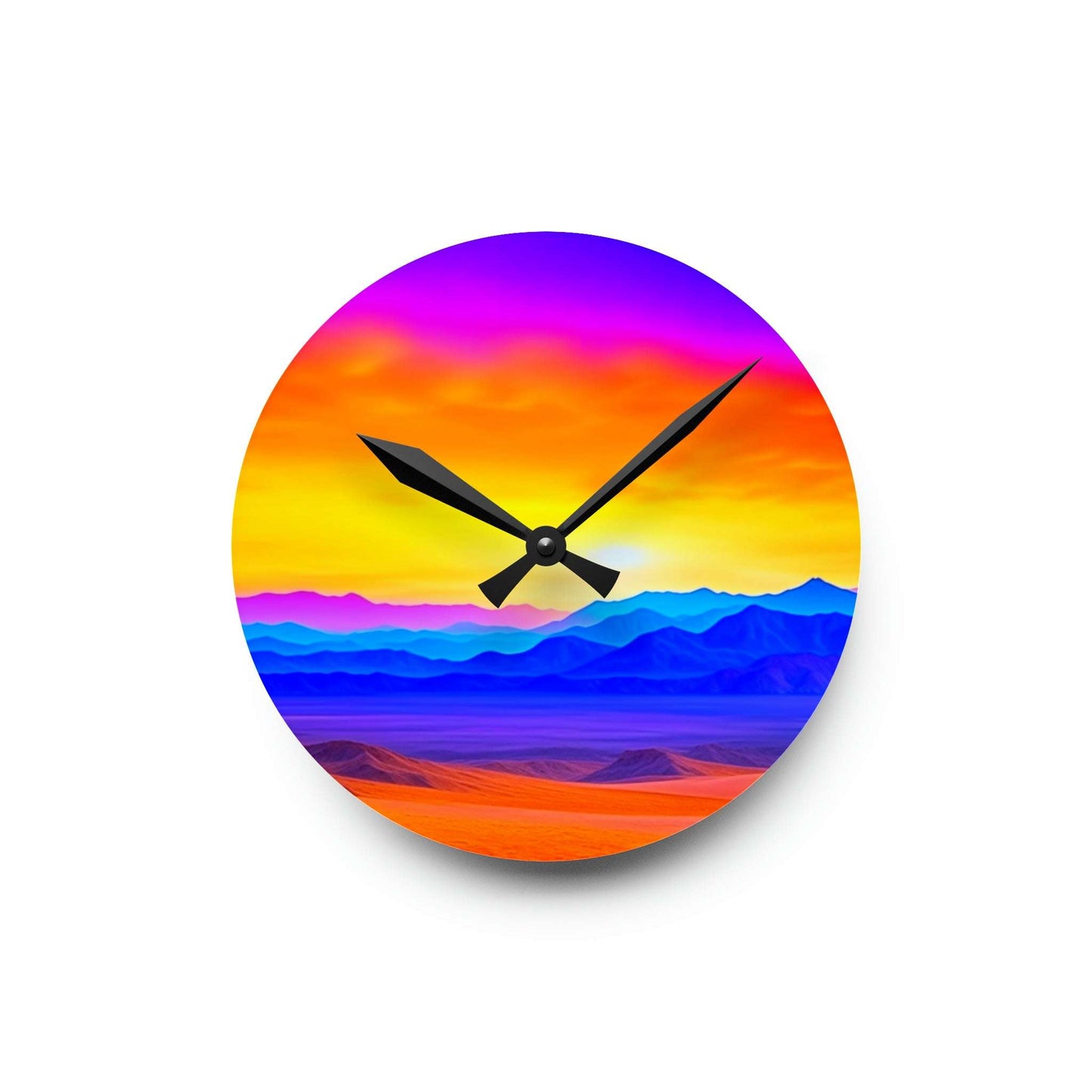 unique wall clock, death valley art, colorful clock