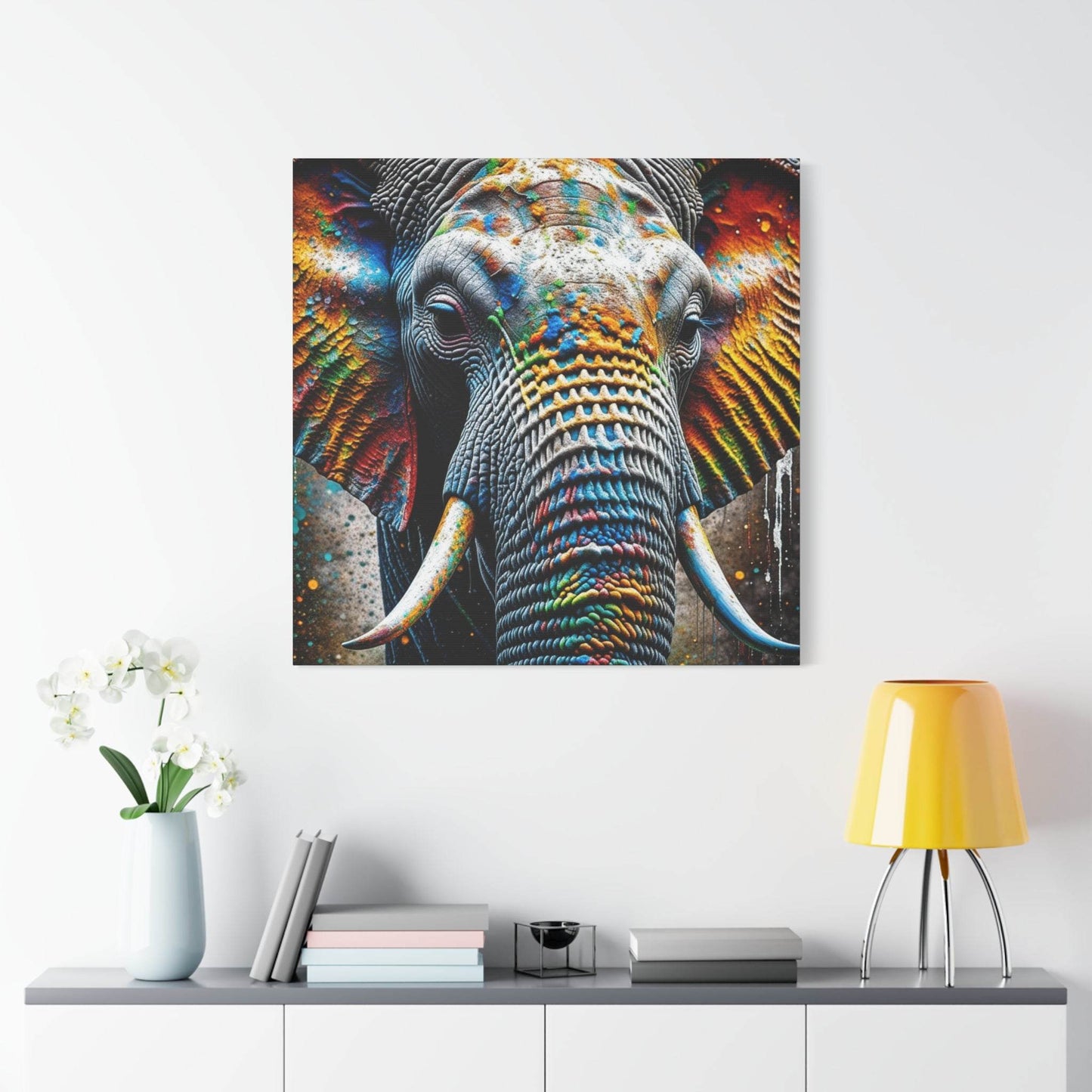 elephant wall art, abstract elephant art, elephant canvas