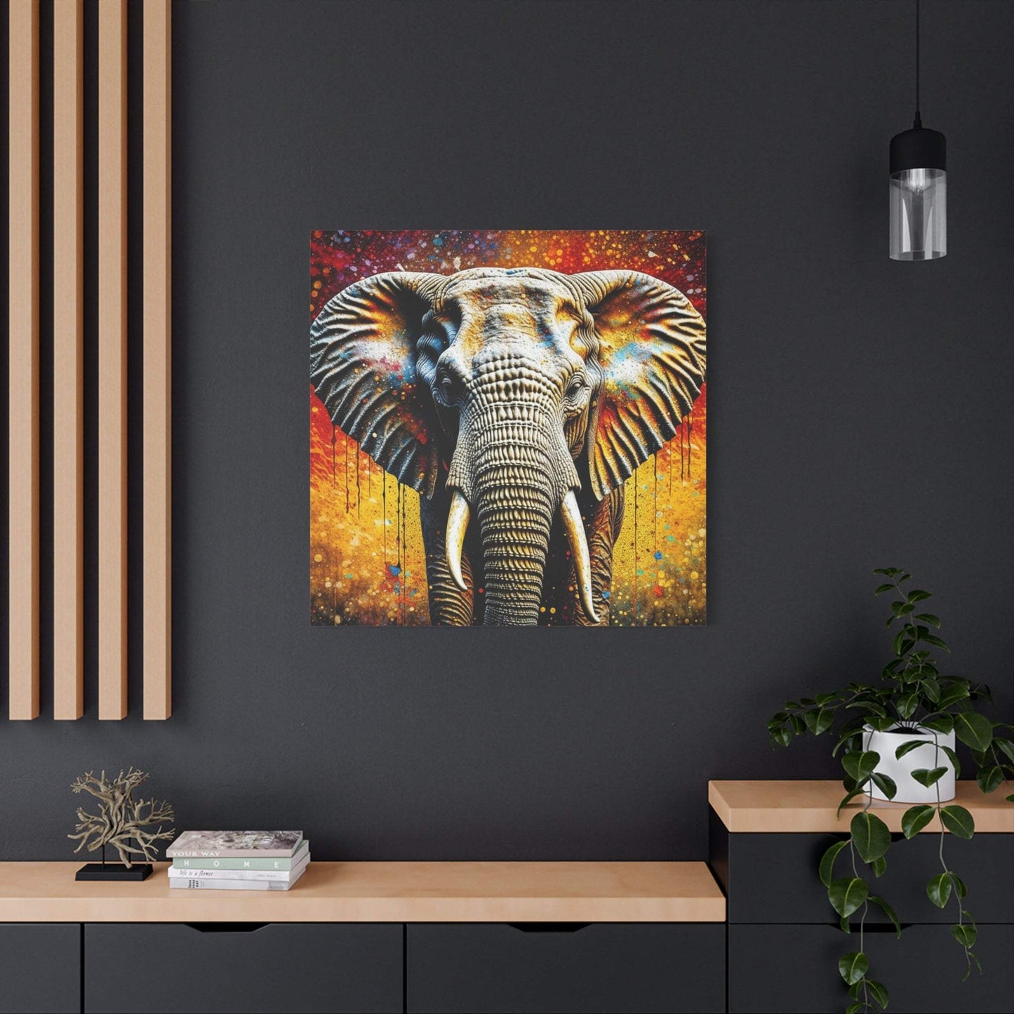 elephant wall art, abstract elephant art, elephant canvas