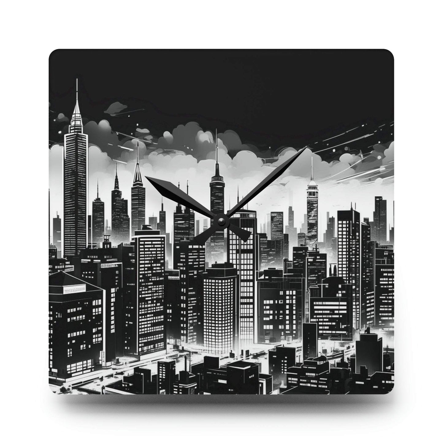 city skyline wall art, unique wall clock, cityscape