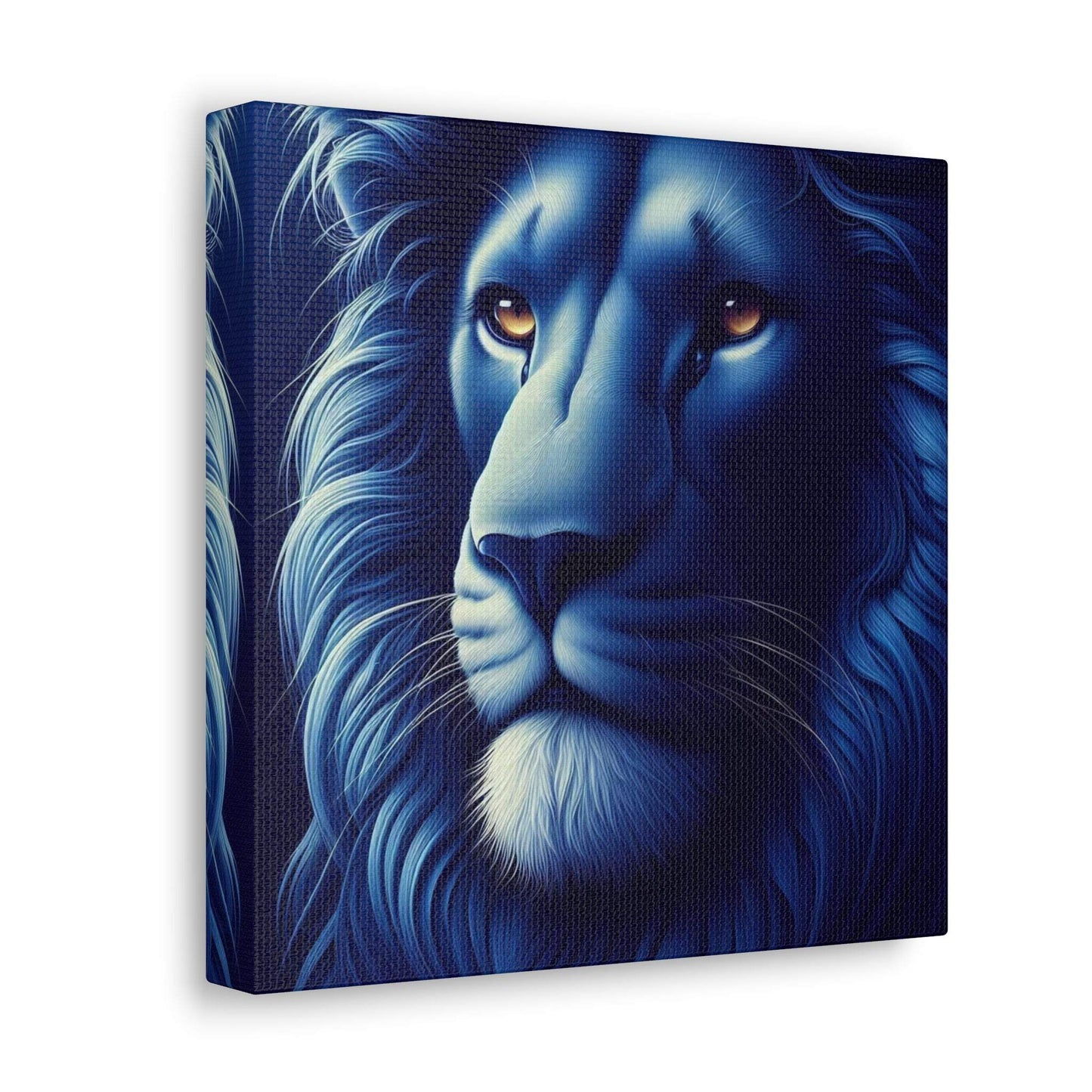 lion wall art, lion canvas wall art, lion face portrait, abstract blue lion