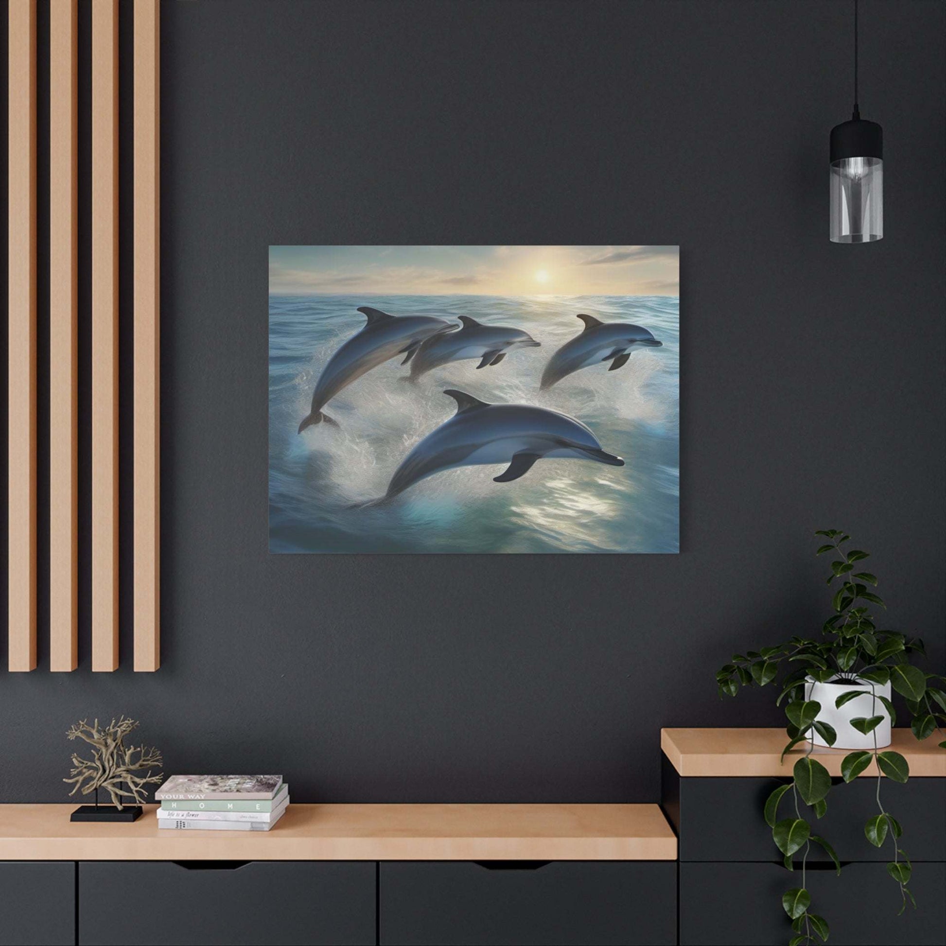 coastal artwork, ocean canvas wall art, beach canvas art, dolphin wall art