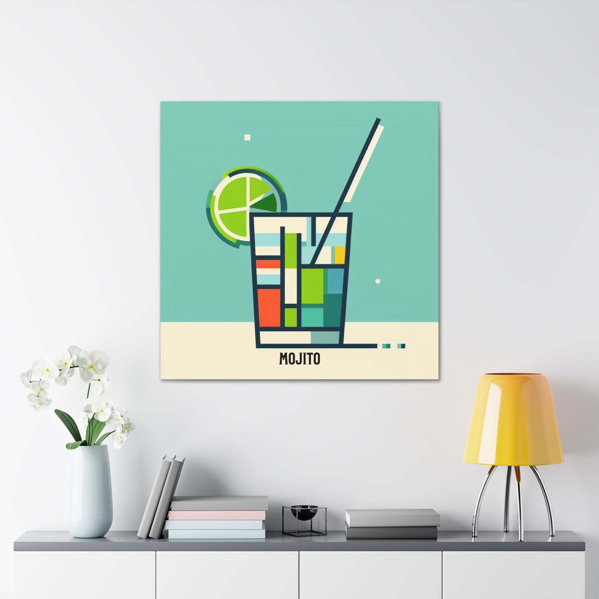 bar cart decor, cocktail poster
