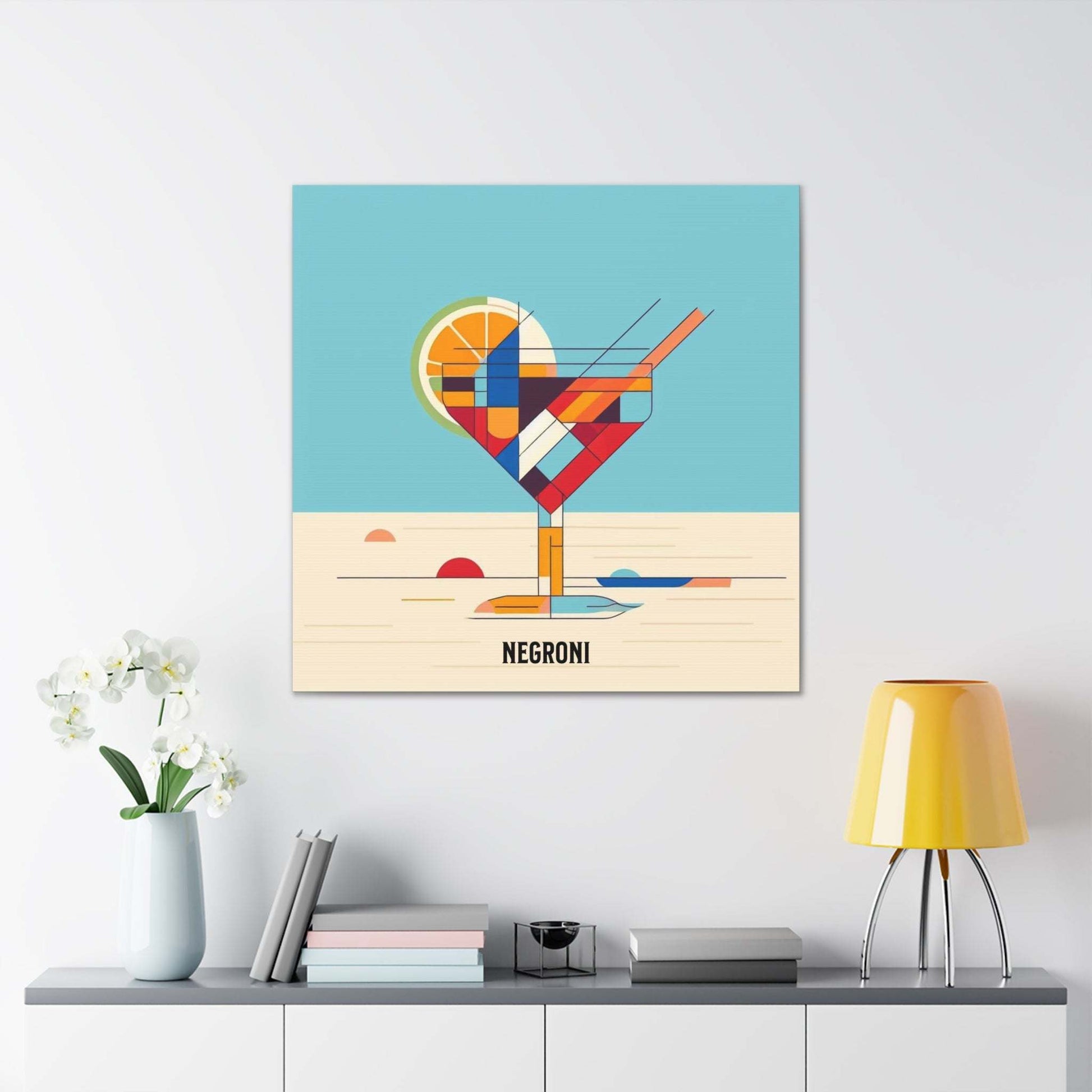 negroni poster, cocktail poster, bar cart decor