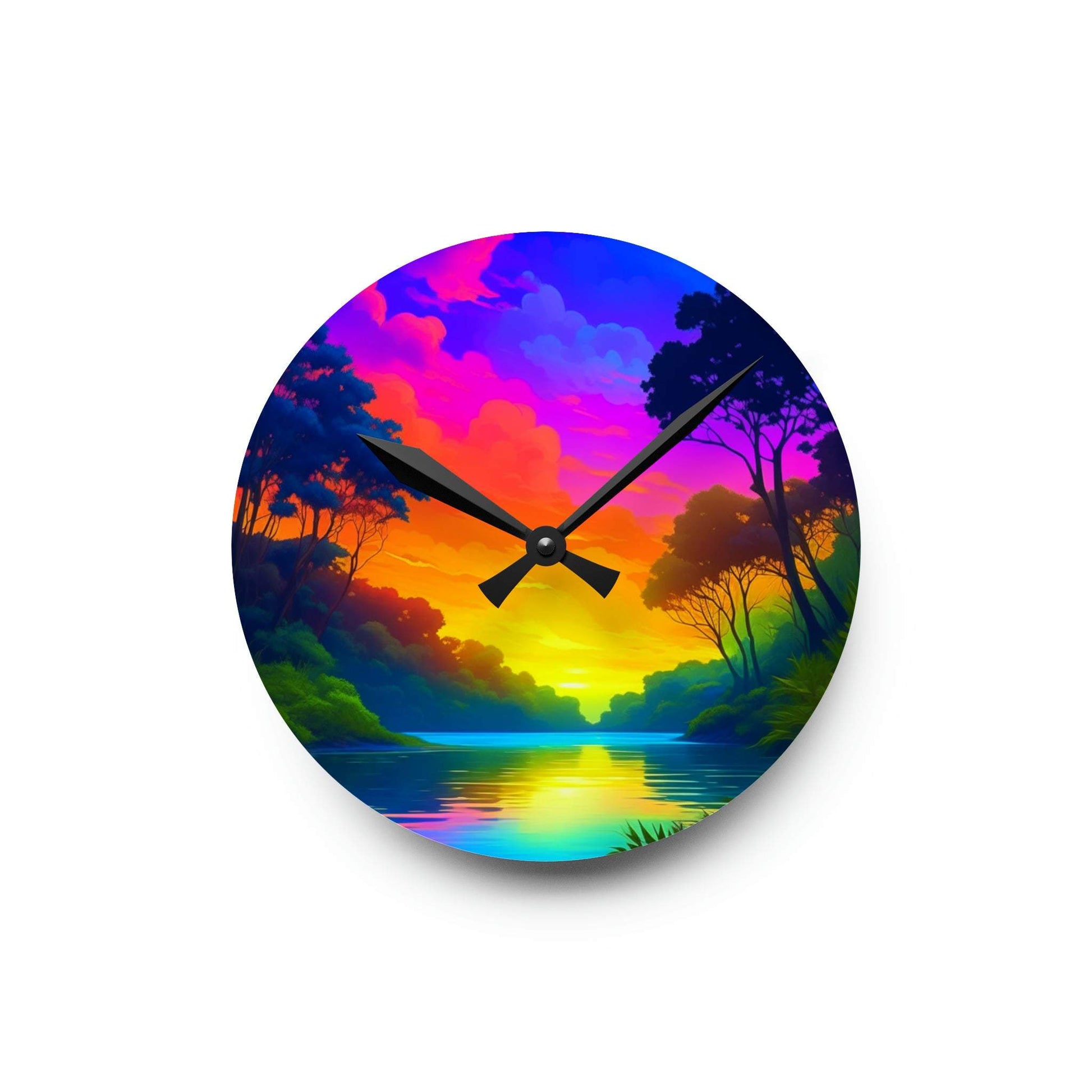 unique wall clock, daintree wall art, colorful clock