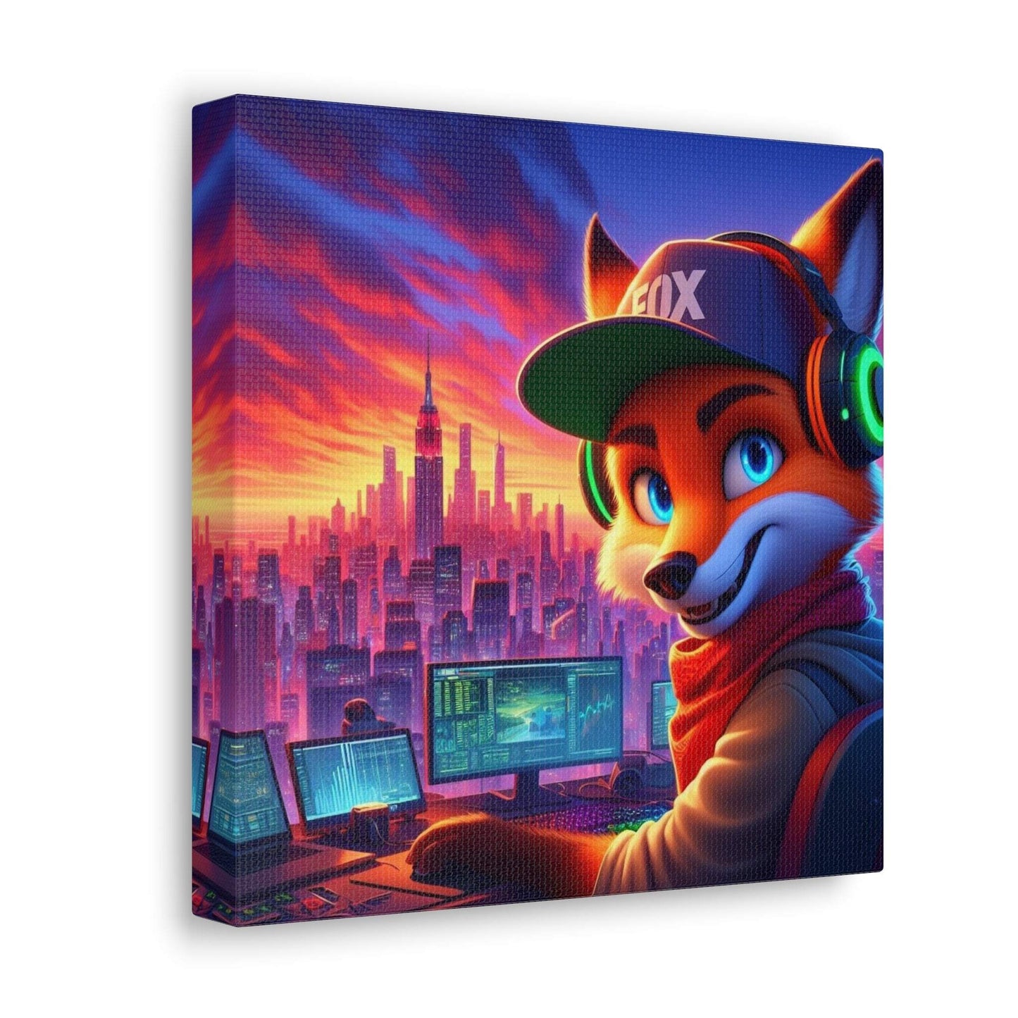 fox artwork, gaming wall art, fox canvas art