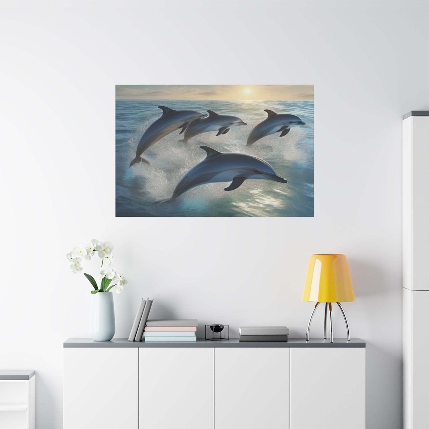 coastal artwork, ocean canvas wall art, beach canvas art, dolphin wall art