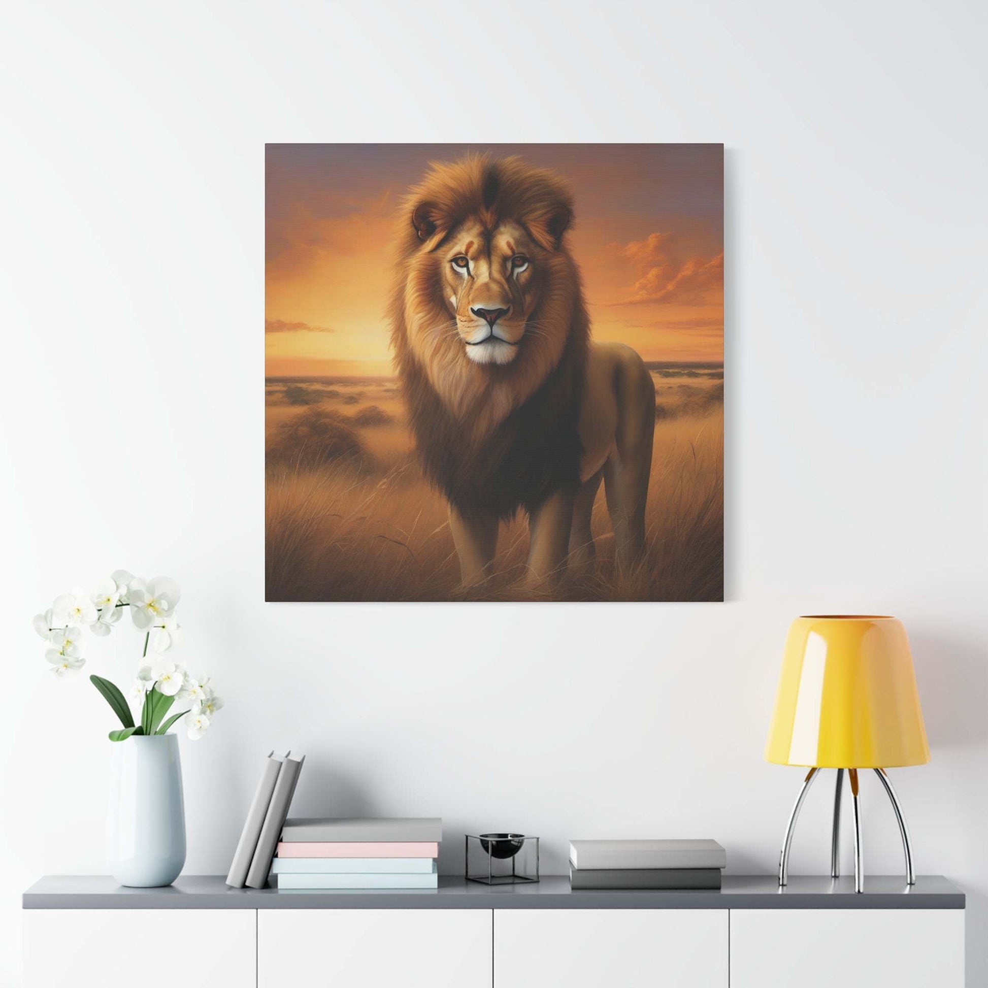 lion wall art, lion canvas, abstract lion art