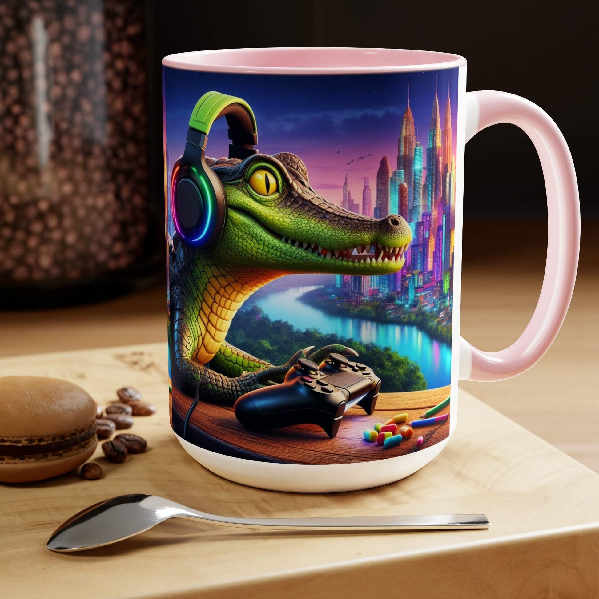 gaming mug, crocodile mug