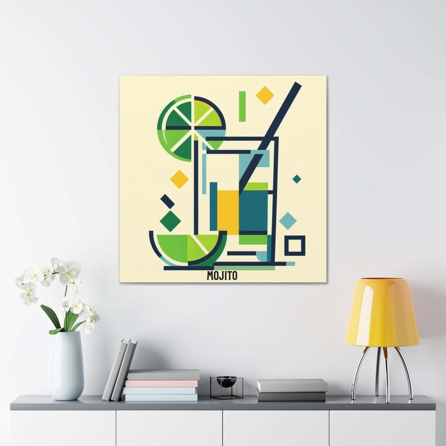 bar cart decor, cocktail poster