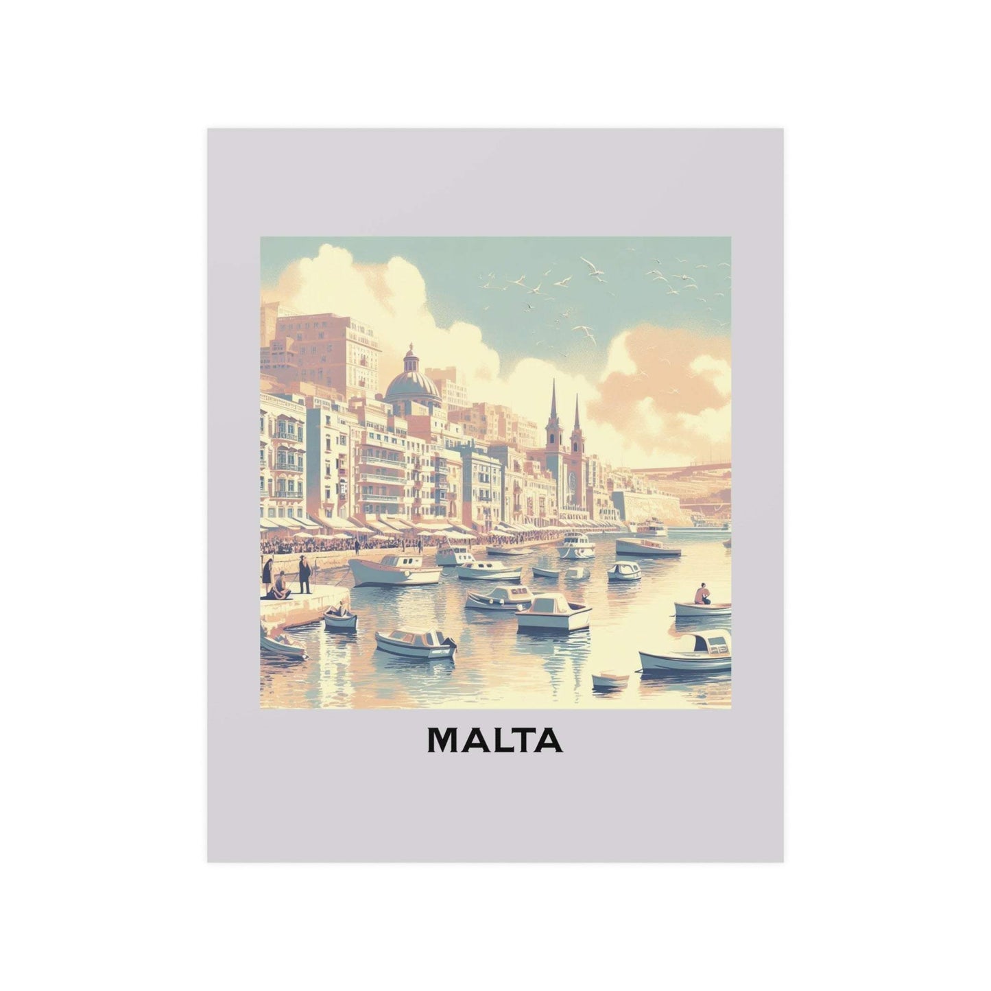 retro travel poster, malta poster, art deco travel poster