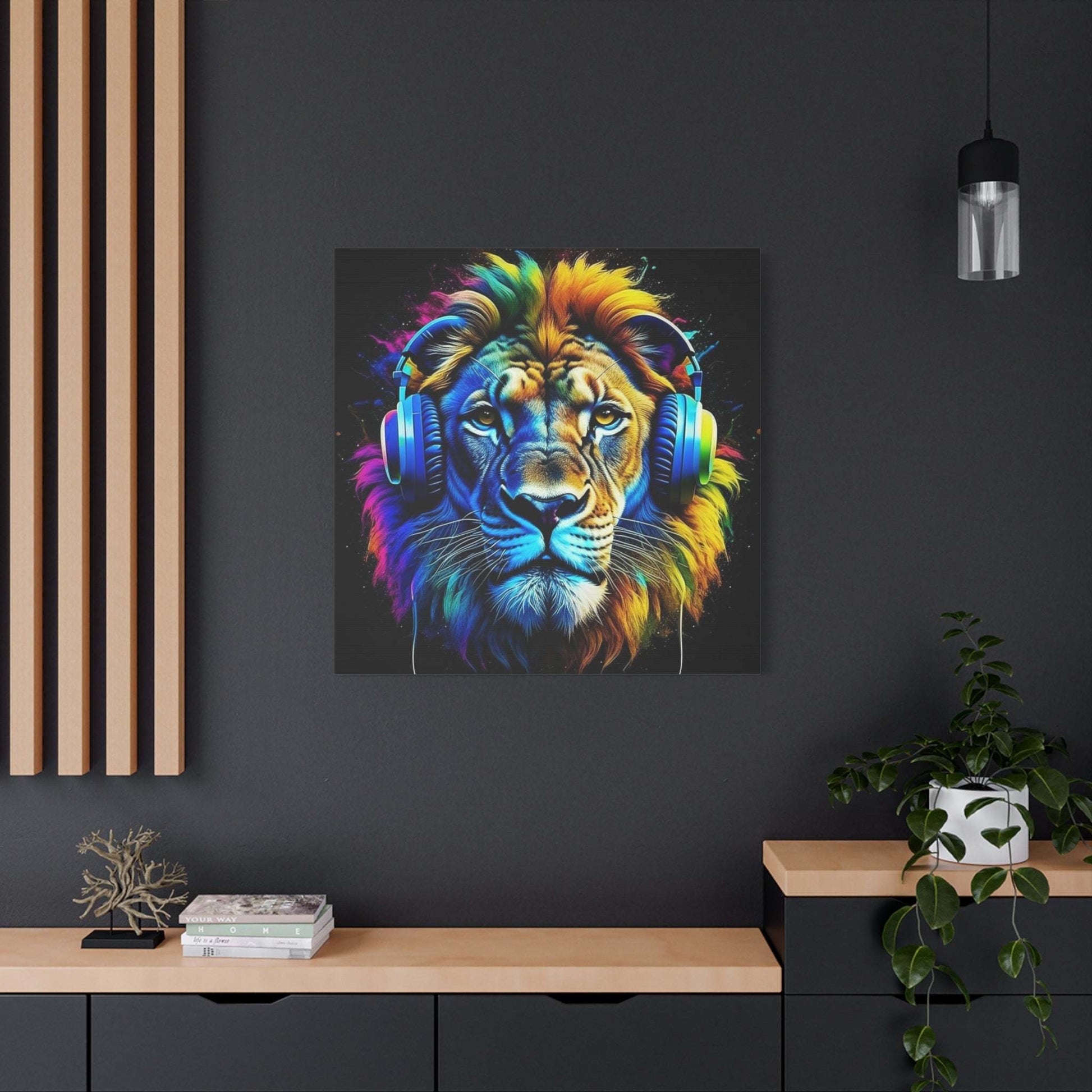 lion wall art, lion canvas, abstract lion art, gaming wall art