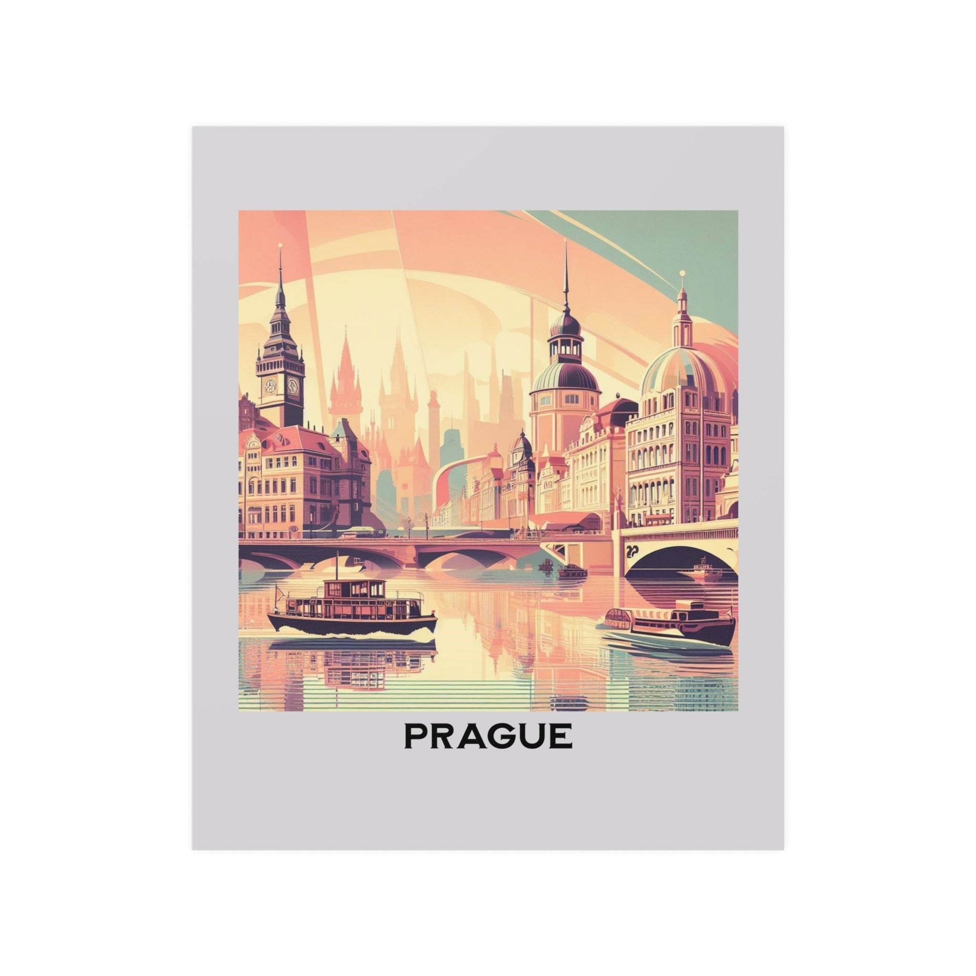 prague poster, retro travel poster