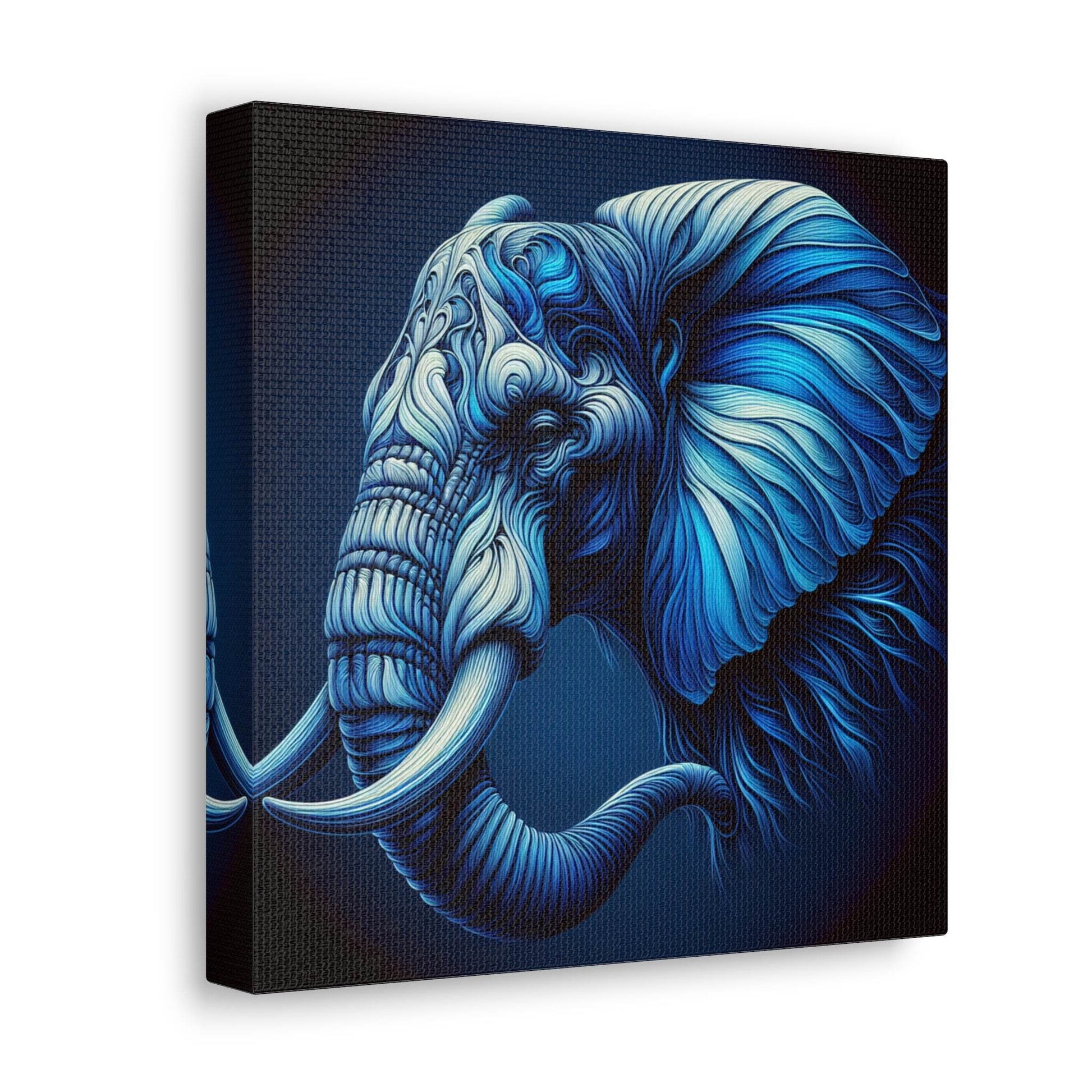 elephant artwork, elephant wall art, blue elephant