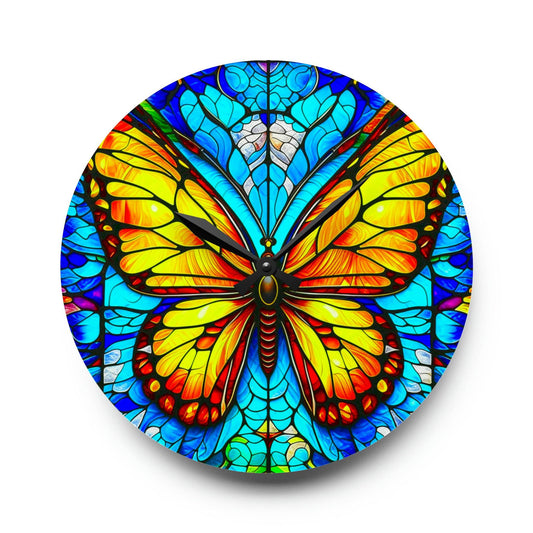 unique wall clock, butterfly art