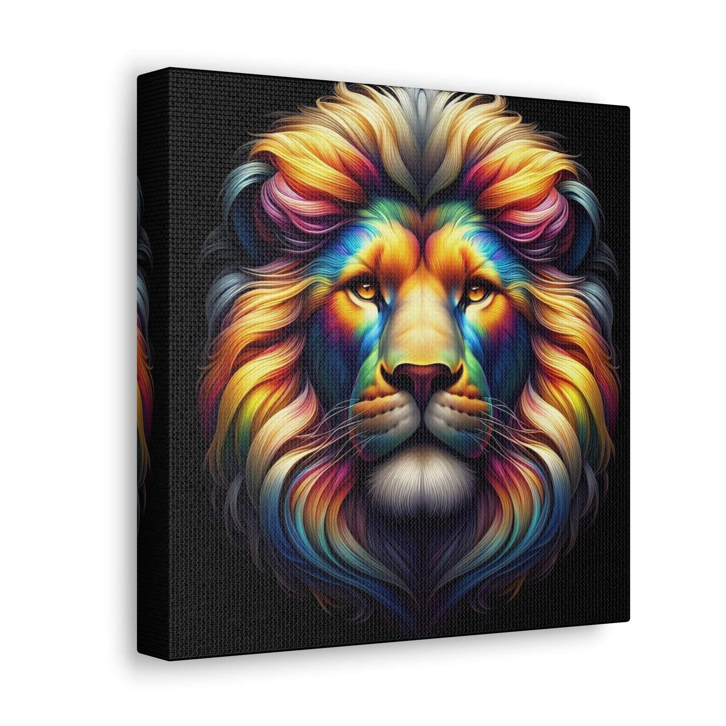 lion wall art, lion canvas wall art, lion face portrait, abstract rainbow lion