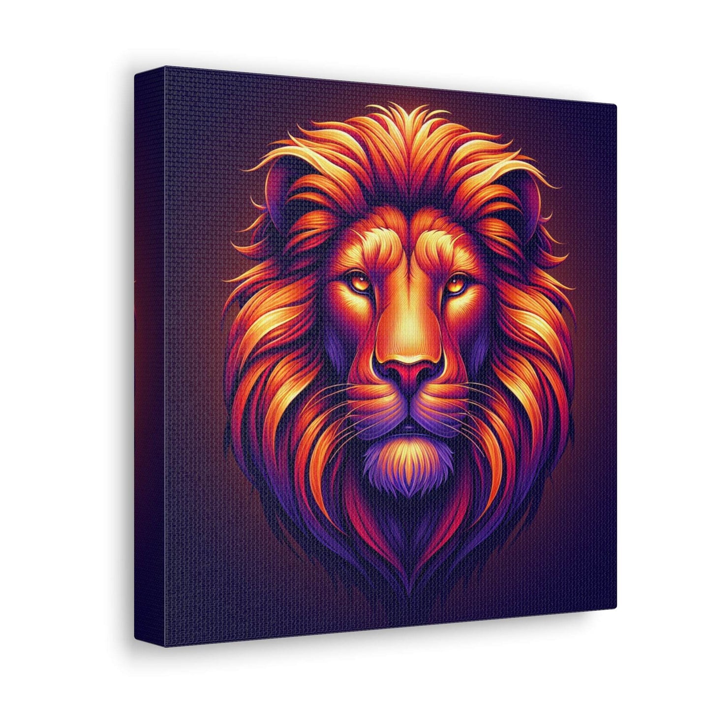 lion wall art, lion canvas wall art, lion face portrait, abstract orange lion 