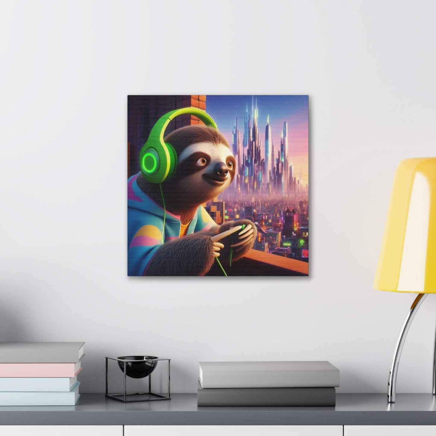 sloth artwork, sloth wall art, gaming wall art