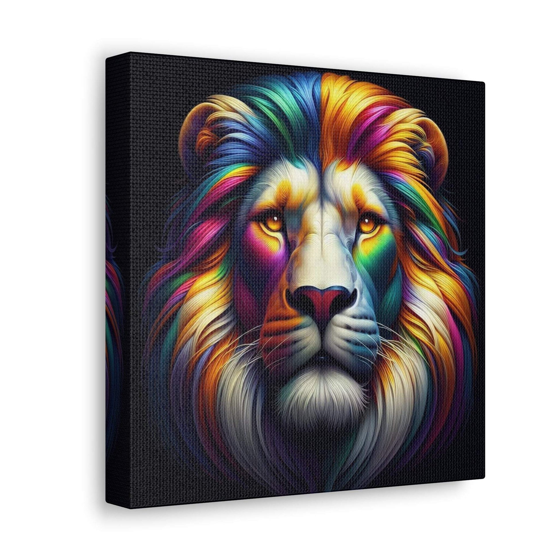 lion wall art, lion canvas wall art, lion face portrait, abstract rainbow lion