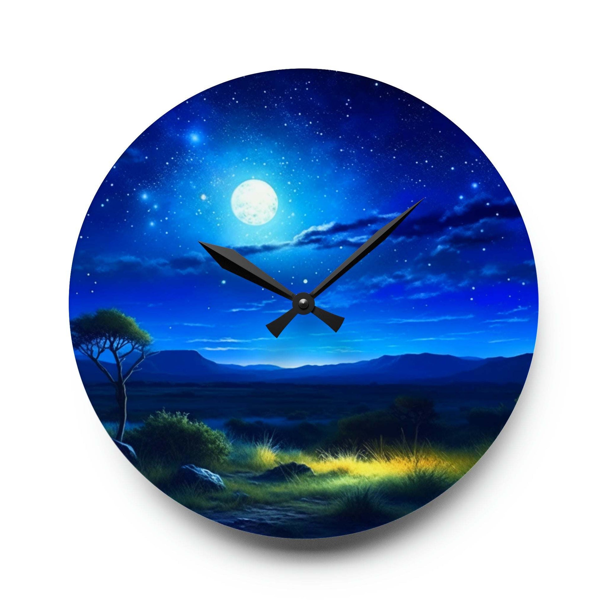 unique wall clock, moonlight art, africa clock