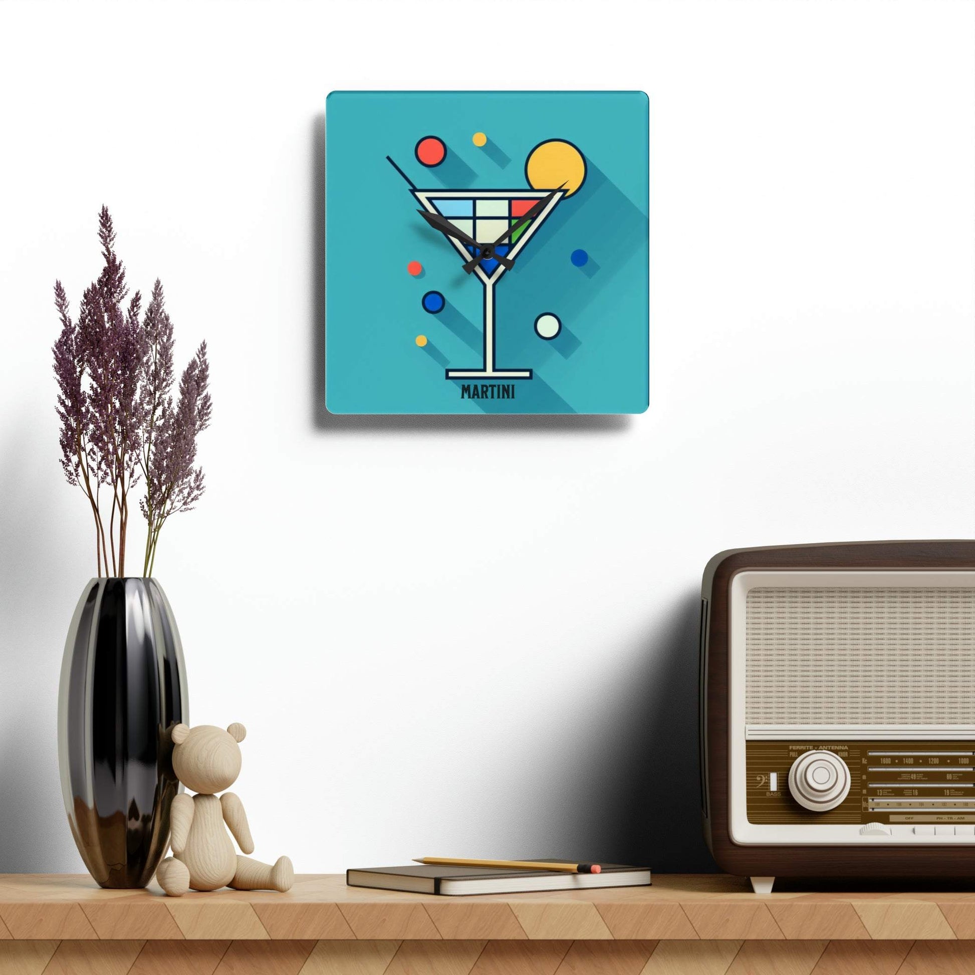bar cart decor, Martini clock