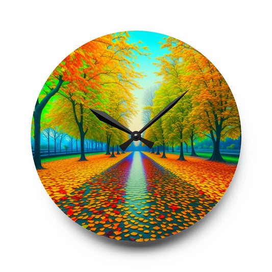 unique wall clock, colorful clock, fall season