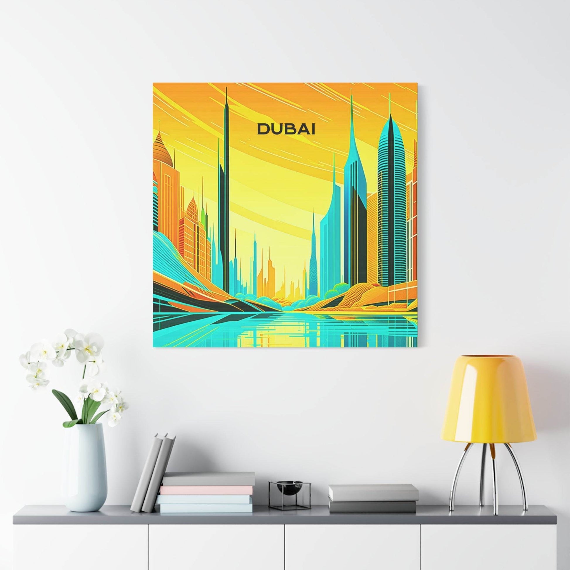 dubai poster, retro travel poster, dubai wall art canvas