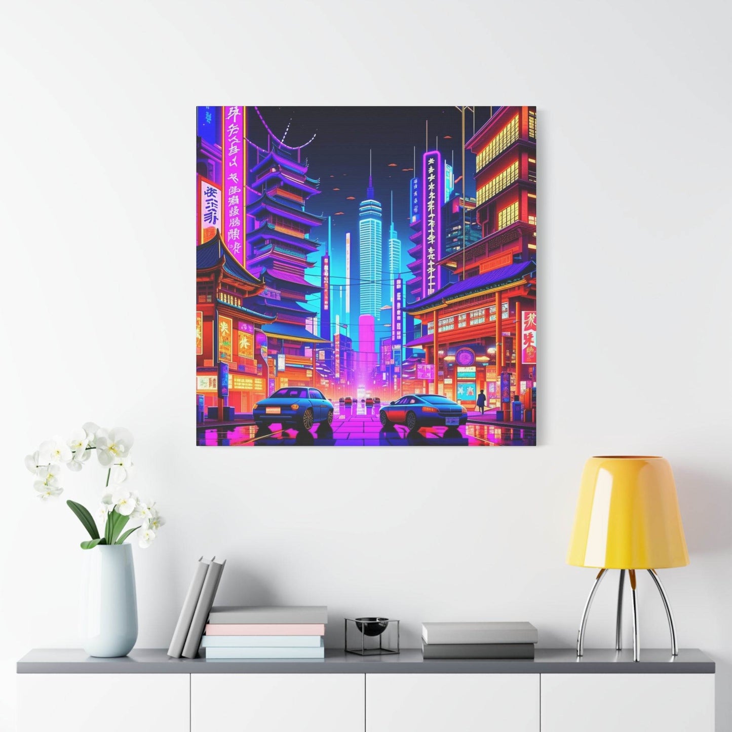 city skyline wall art, cityscape, colorful city print