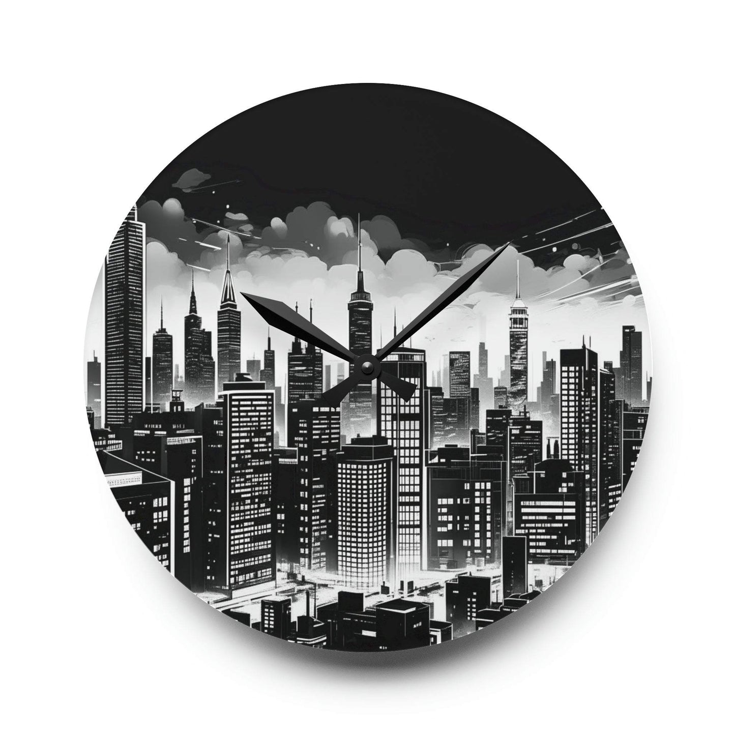 city skyline wall art, unique wall clock, cityscape