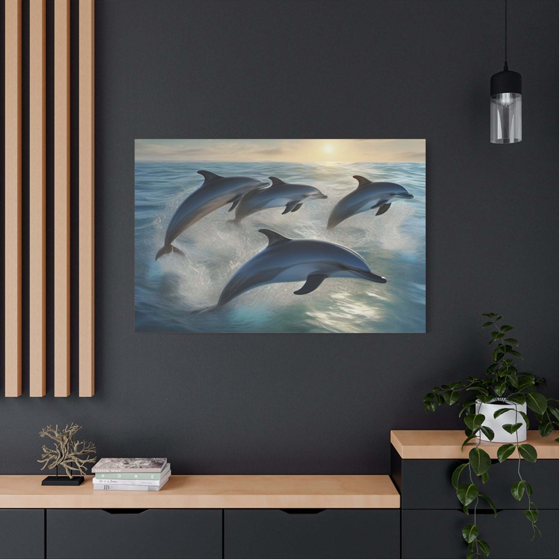 coastal artwork, ocean canvas wall art, beach canvas art, dolphin wall art