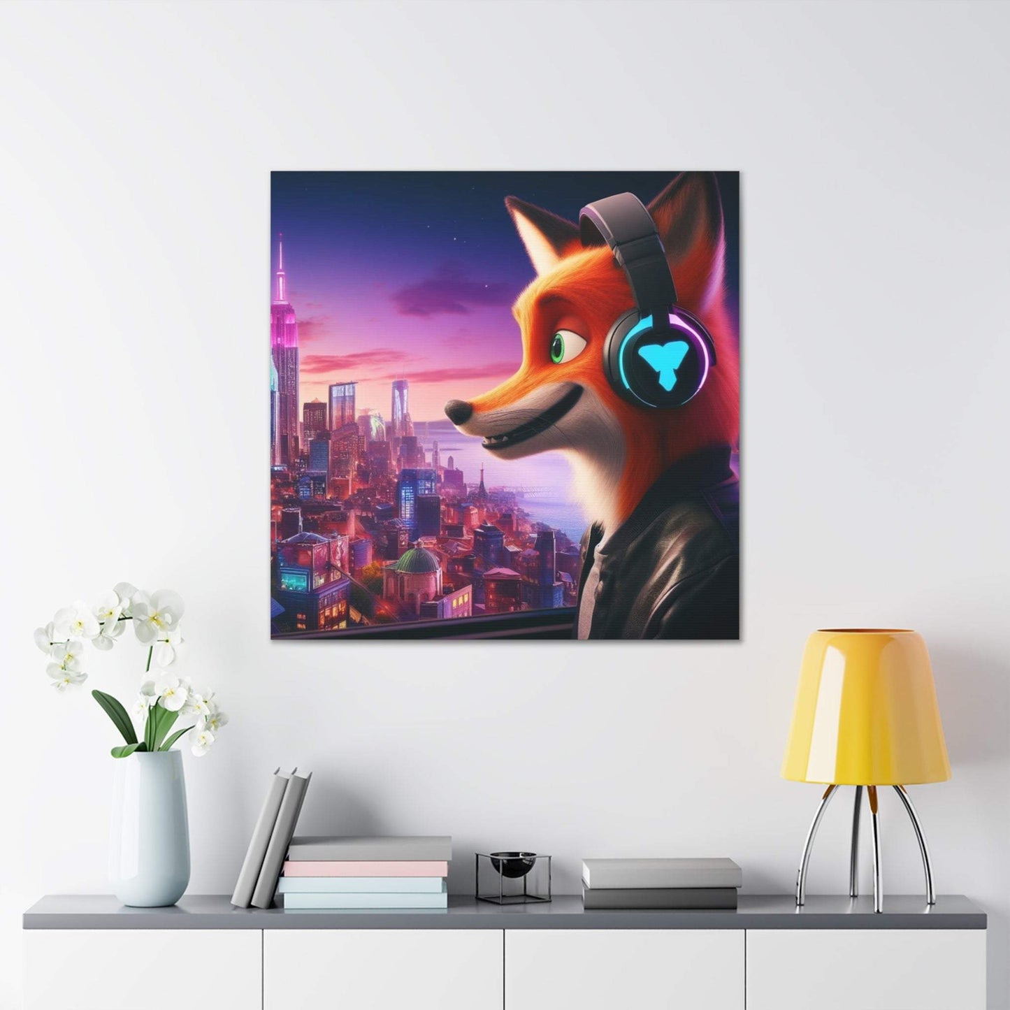 fox artwork, gaming wall art, fox canvas art