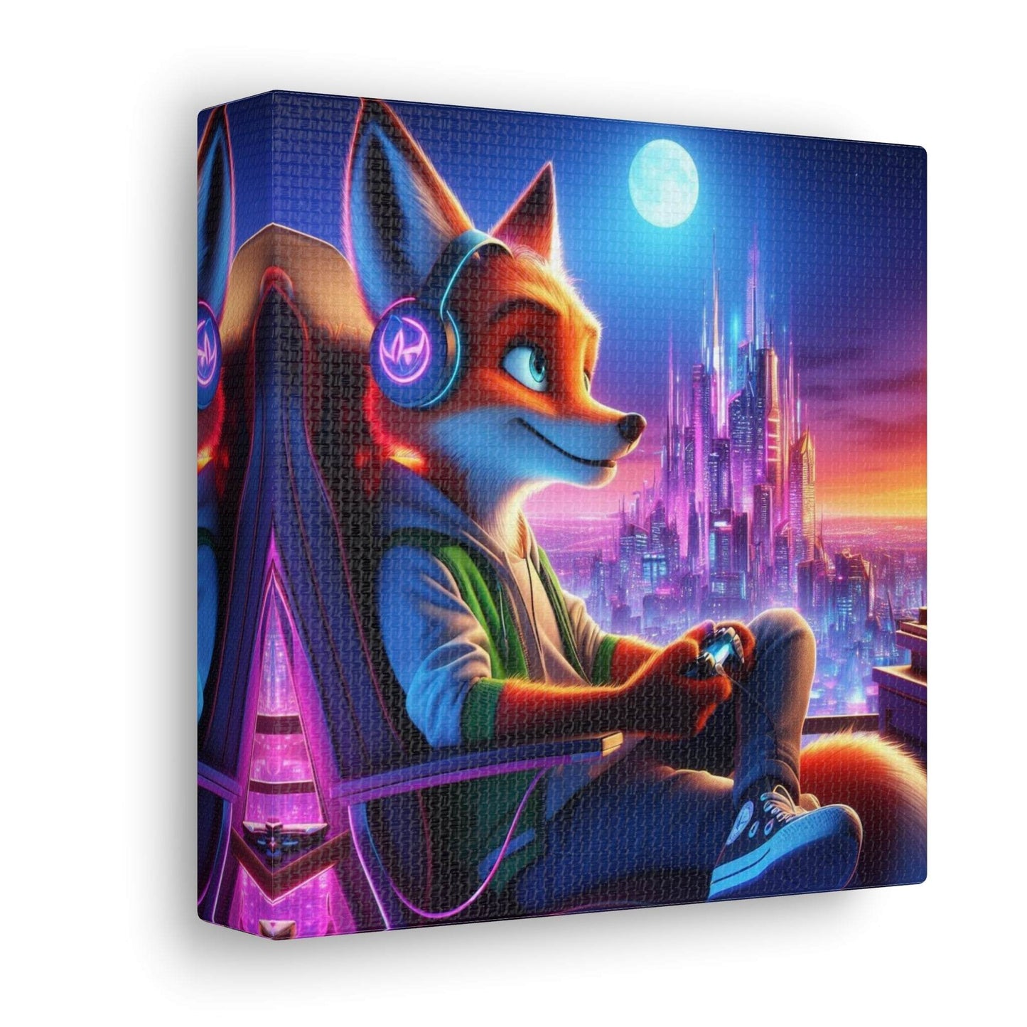 fox artwork, gaming wall art, fox canvas art