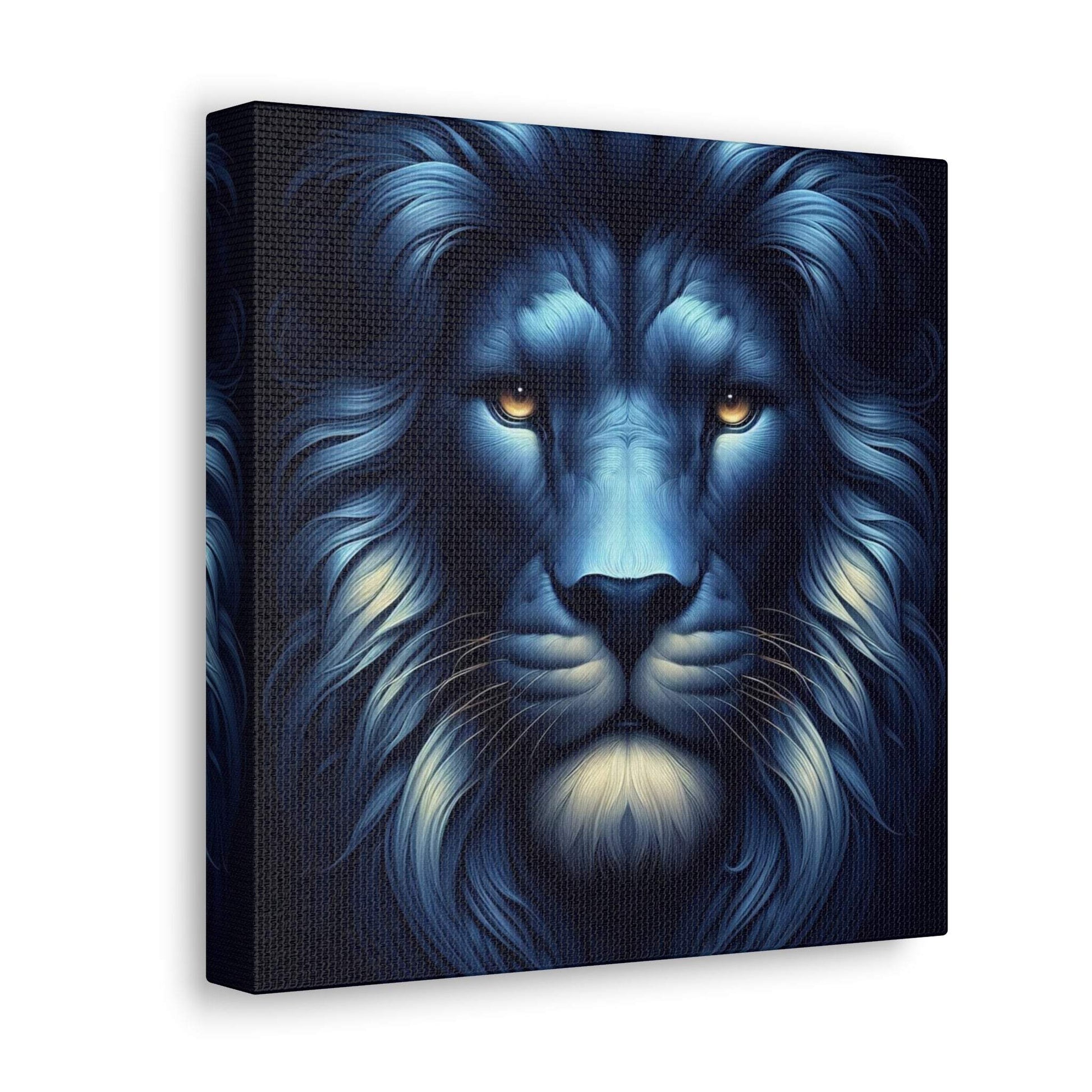 lion wall art, lion canvas wall art, lion face portrait, abstract blue lion