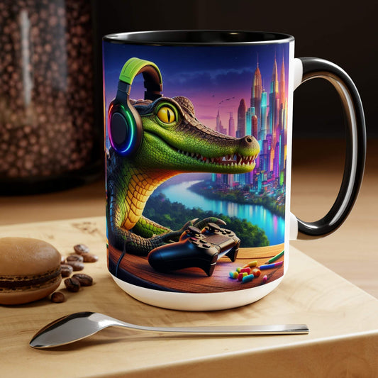 gaming mug, crocodile mug