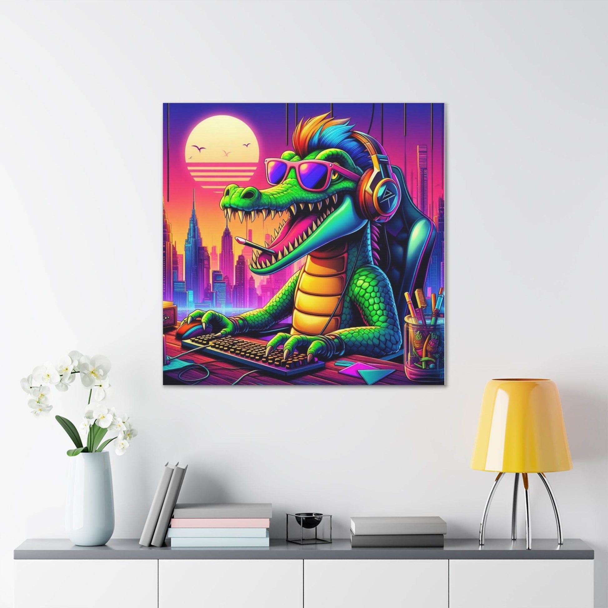 crocodile artwork. gaming wall art, crocodile wall art