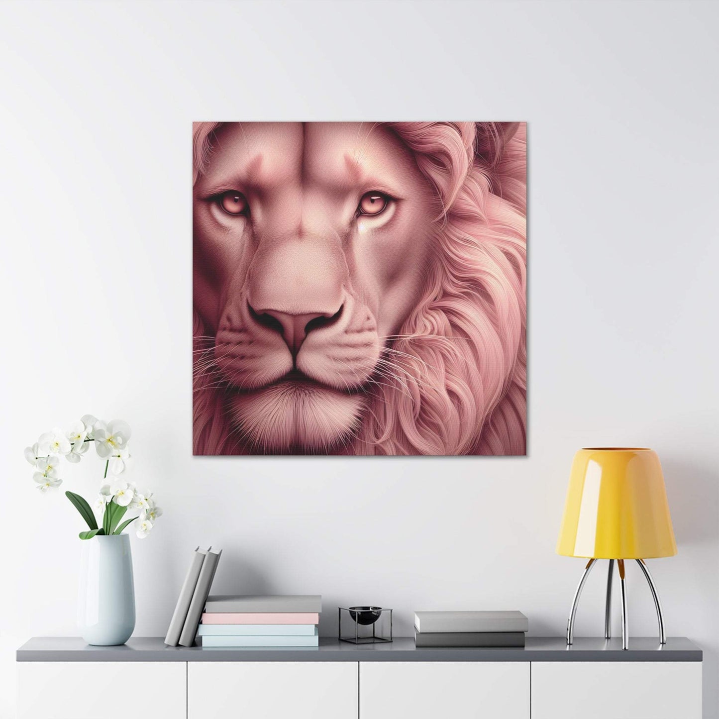 lion wall art, lion canvas wall art, lion face portrait, abstract pink lion