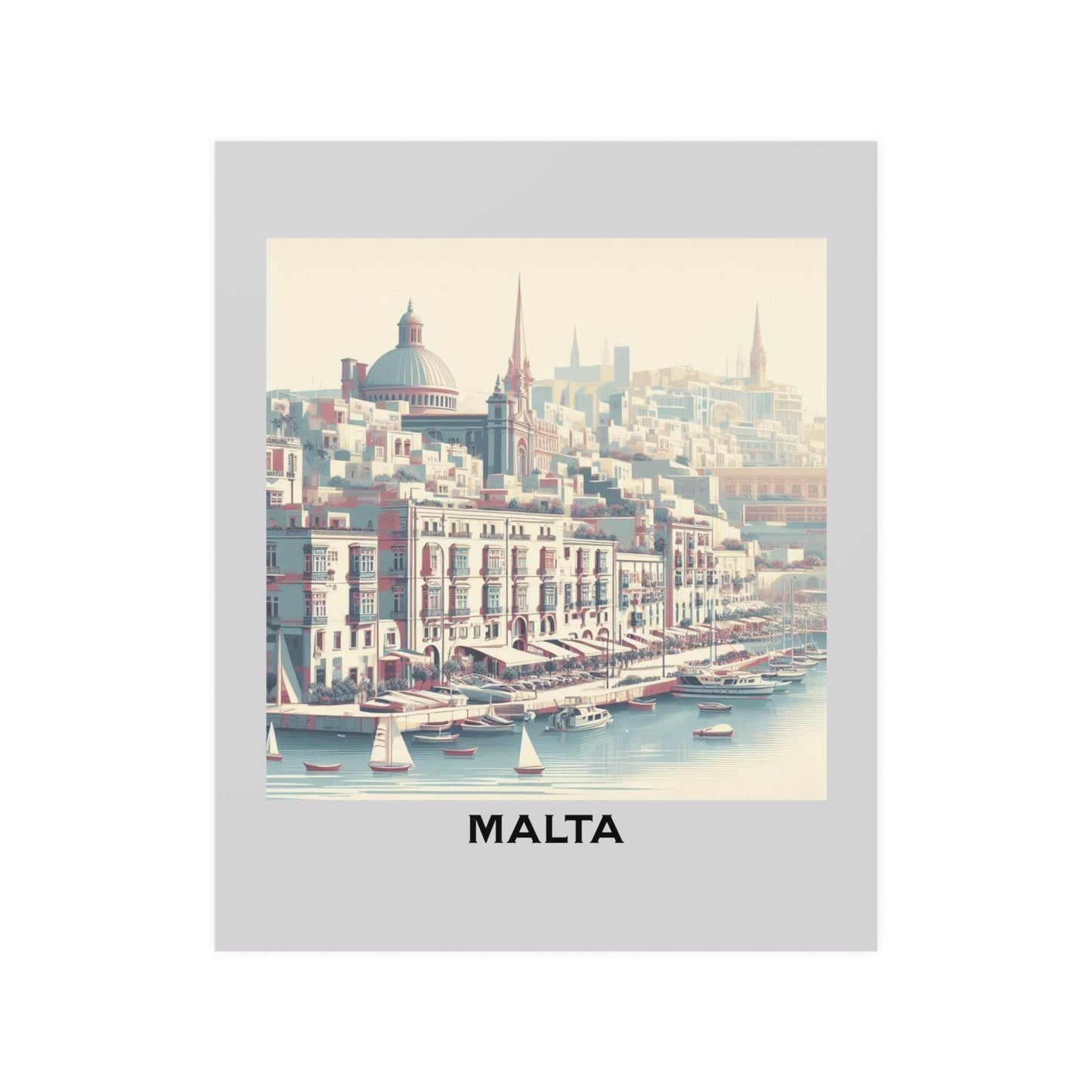 retro travel poster, malta poster, art deco travel poster