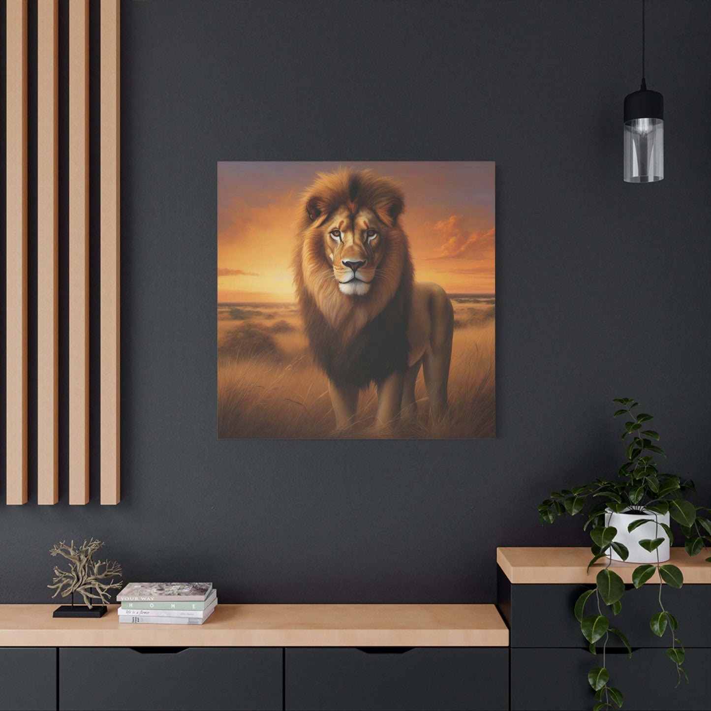 lion wall art, lion canvas, abstract lion art