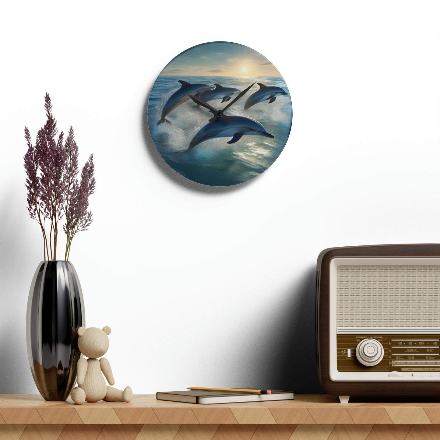 ocean clock, dolphin clock